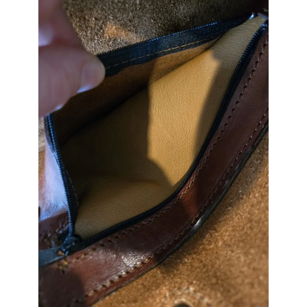 Vintage Brown leather Convertible backpack brass hardware buckles